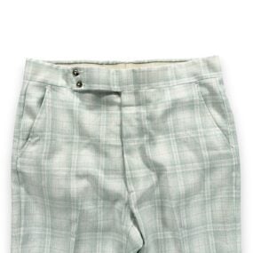 Vintage Haggar Pants Mens 34x30 White Green Plaid Talon Zipper Disco Expando 70s