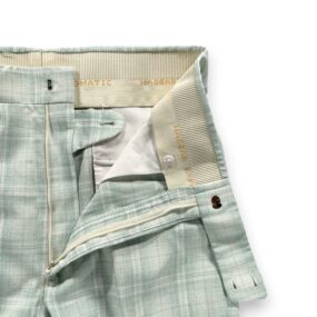 Vintage Haggar Pants Mens 34x30 White Green Plaid Talon Zipper Disco Expando 70s
