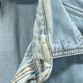 Plains Western Shirt Adult MEDIUM Blue Denim Cotton Pearl Snap Light Wash Cowboy