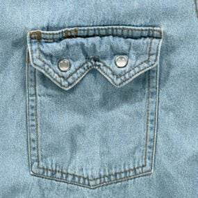 Plains Western Shirt Adult MEDIUM Blue Denim Cotton Pearl Snap Light Wash Cowboy
