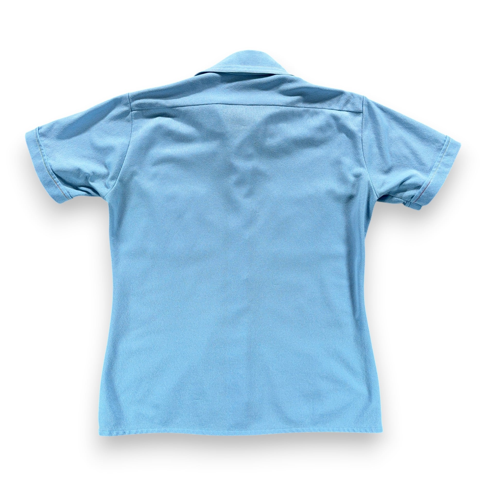 Vintage Arrow Disco Shirt Adult MEDIUM Blue Crepe Polyester Contrast Stitch 70s-3 Vintage Arrow Disco Shirt Adult MEDIUM Blue Crepe Polyester Contrast Stitch 70s