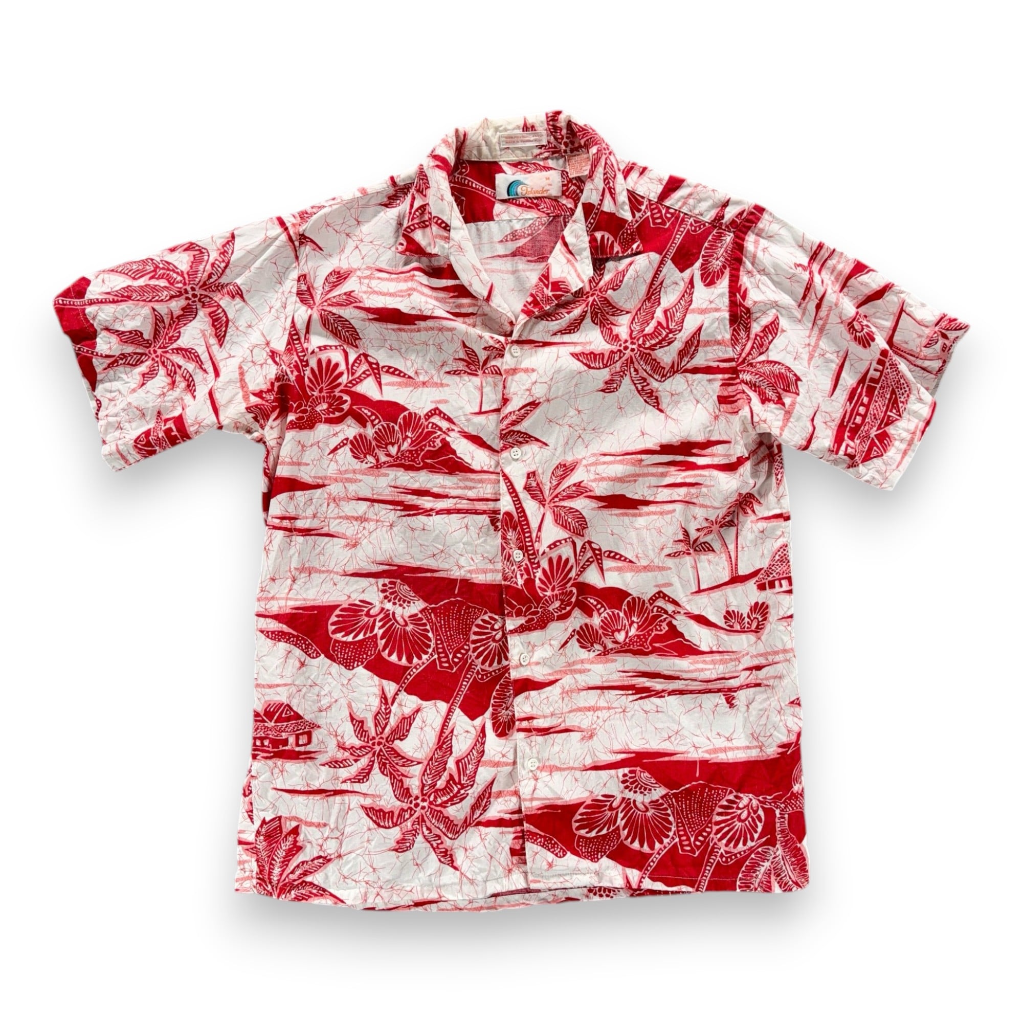 Vintage Islander Hawaiian Shirt Adult MEDIUM White Red Rayon Tropical Palms 90s-1 Vintage Islander Hawaiian Shirt Adult MEDIUM White Red Rayon Tropical Palms 90s