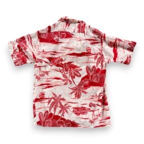 Vintage Islander Hawaiian Shirt Adult MEDIUM White Red Rayon Tropical Palms 90s