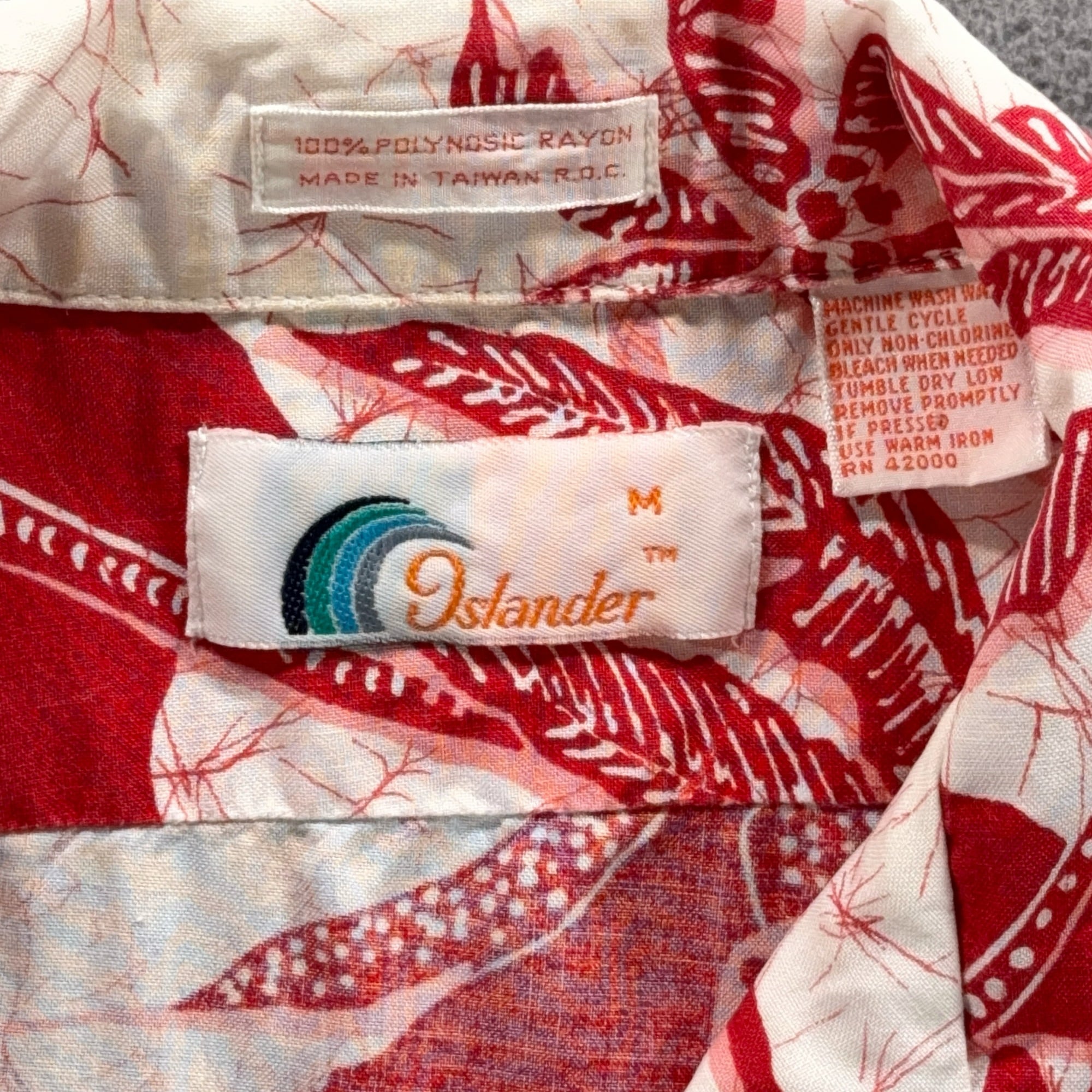 Vintage Islander Hawaiian Shirt Adult MEDIUM White Red Rayon Tropical Palms 90s-4 Vintage Islander Hawaiian Shirt Adult MEDIUM White Red Rayon Tropical Palms 90s