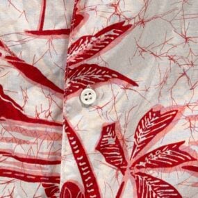 Vintage Islander Hawaiian Shirt Adult MEDIUM White Red Rayon Tropical Palms 90s