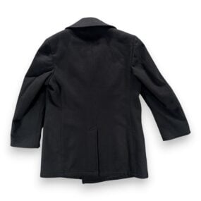 Vintage DSCP Pea Coat Adult 46L Black Wool Satin Navy Military Overcoat USA Y2K