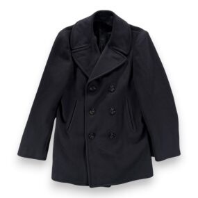 Vintage Pembroke Coat Adult 38L Black Wool Peacoat Navy Anchor Military USA 70s