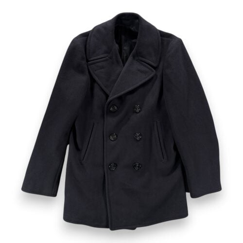 Vintage Pembroke Coat Adult 38L Black Wool Peacoat Navy Anchor Military USA 70s