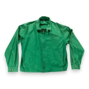 Vintage Polo Ralph Lauren Jacket Adult LARGE Green Harrington Pony Logo Zip 80s