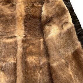 Vintage Chinese Vest Adult MEDIUM Brown Silk Real Fur Brocade Button Up 90s