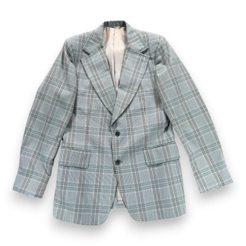 Vintage Johnny Carson Jacket Adult SMALL White Houndstooth Blazer Sport Coat 70s