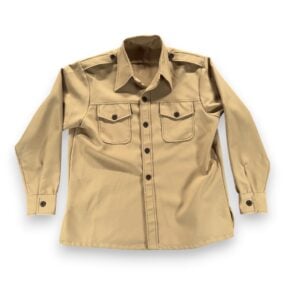 Vintage Military Shirt Jacket Adult LARGE Brown Epaulets Shacket Safari Bush 70s