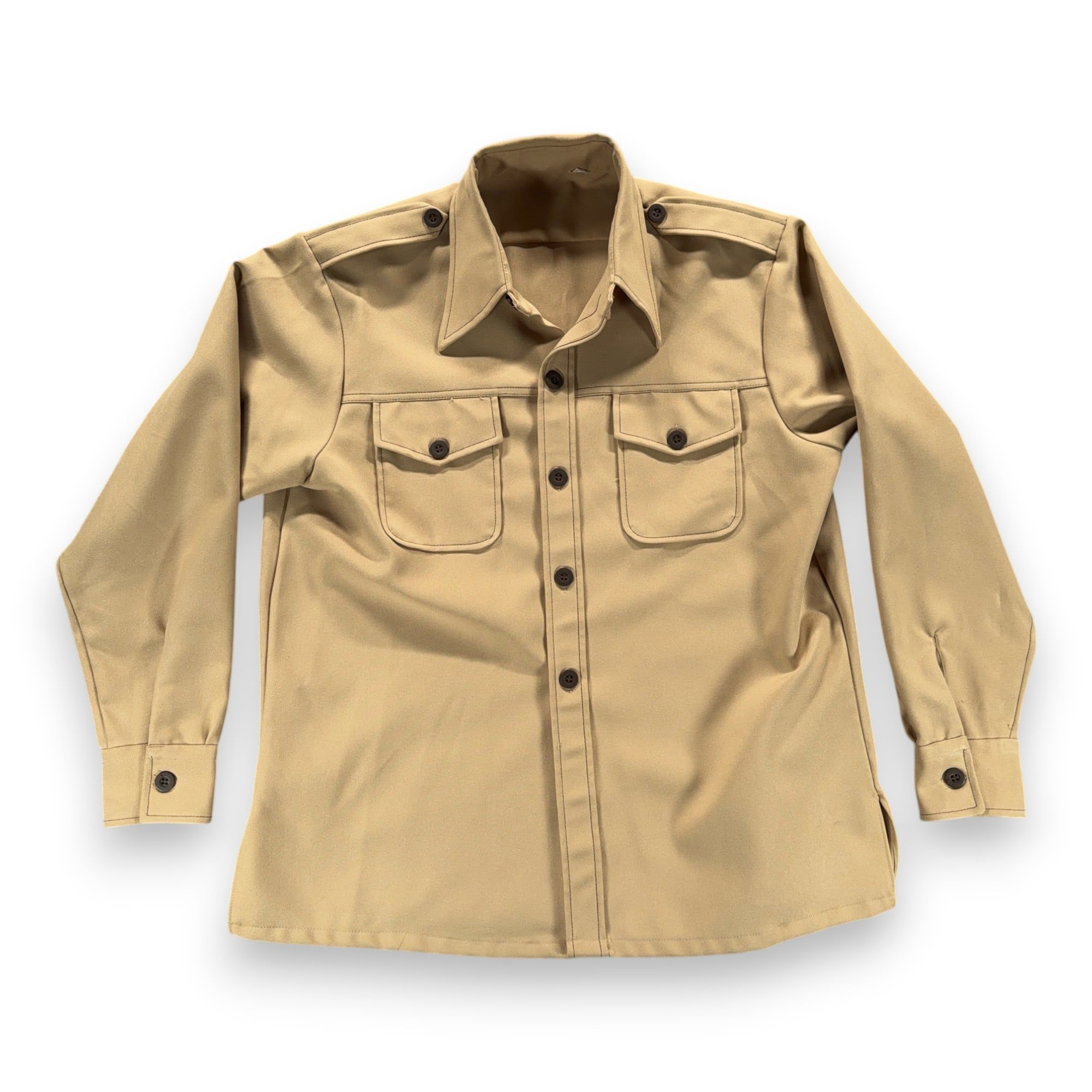 Vintage Military Shirt Jacket Adult LARGE Brown Epaulets Shacket Safari Bush 70s-1 Vintage Military Shirt Jacket Adult LARGE Brown Epaulets Shacket Safari Bush 70s