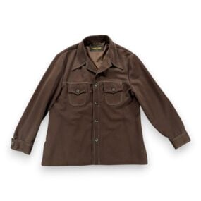 Vintage Haggar Shirt Adult LARGE Brown Leisure Jacket Disco Contrast Stitch 70s