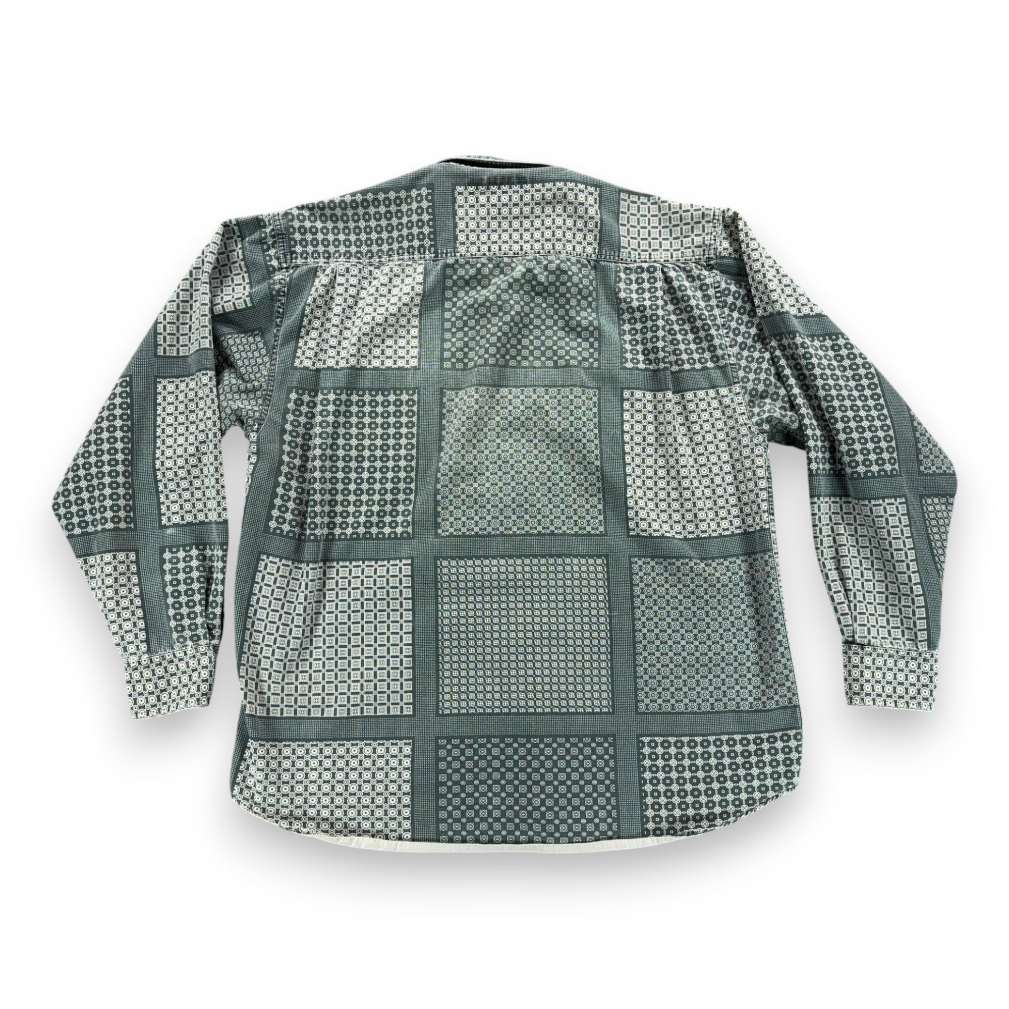 Vintage Tommy Bahama Shirt Adult LARGE Green White Cotton Geometric Print 90s-3 Vintage Tommy Bahama Shirt Adult LARGE Green White Cotton Geometric Print 90s