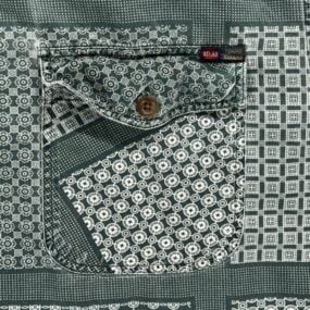 Vintage Tommy Bahama Shirt Adult LARGE Green White Cotton Geometric Print 90s