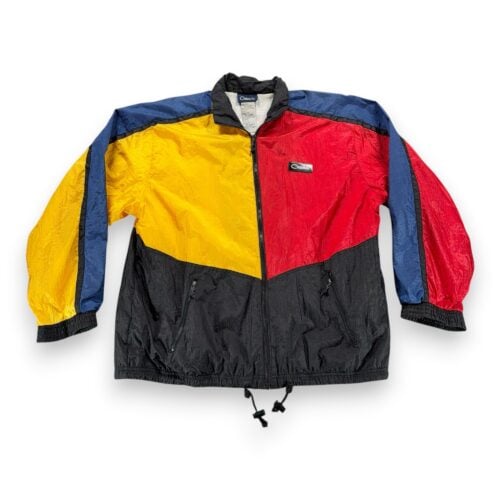Vintage Catalina Jacket Adult LARGE Red Yellow Nylon Windbreaker Colorblock 90s