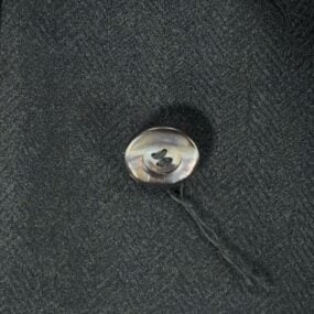 Vintage Tempo Coat Adult SMALL Black Wool Herringbone Overcoat Satin USA 70s