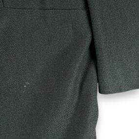 Vintage Tempo Coat Adult SMALL Black Wool Herringbone Overcoat Satin USA 70s