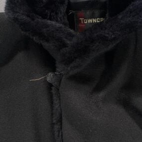 Vintage Towncraft Coat Adult MEDIUM Black JC Penney Faux Fur Collar USA 60s