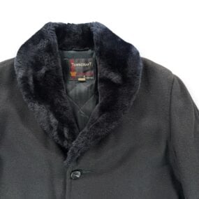 Vintage Towncraft Coat Adult MEDIUM Black JC Penney Faux Fur Collar USA 60s