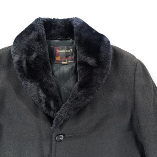 Vintage Towncraft Coat Adult MEDIUM Black JC Penney Faux Fur Collar USA 60s-2 Vintage Towncraft Coat Adult MEDIUM Black JC Penney Faux Fur Collar USA 60s