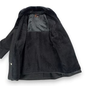 Vintage Towncraft Coat Adult MEDIUM Black JC Penney Faux Fur Collar USA 60s