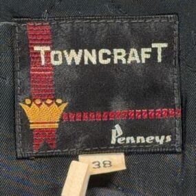 Vintage Towncraft Coat Adult MEDIUM Black JC Penney Faux Fur Collar USA 60s
