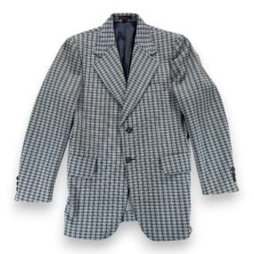 Vintage Sir Walter Jacket Adult SMALL Blue Houndstooth Check Sport Coat 70s