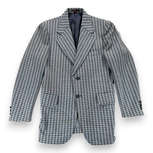 Vintage Sir Walter Jacket Adult SMALL Blue Houndstooth Check Sport Coat 70s