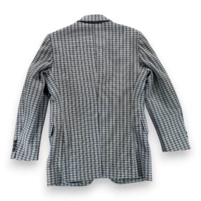 Vintage Sir Walter Jacket Adult SMALL Blue Houndstooth Check Sport Coat 70s