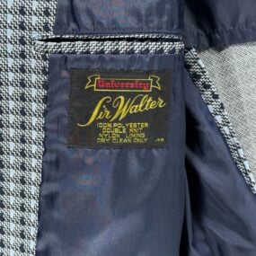 Vintage Sir Walter Jacket Adult SMALL Blue Houndstooth Check Sport Coat 70s