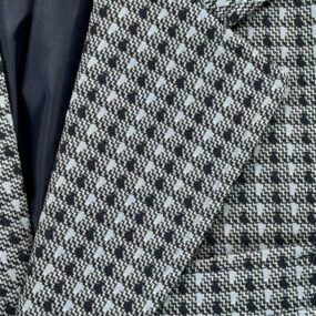 Vintage Sir Walter Jacket Adult SMALL Blue Houndstooth Check Sport Coat 70s