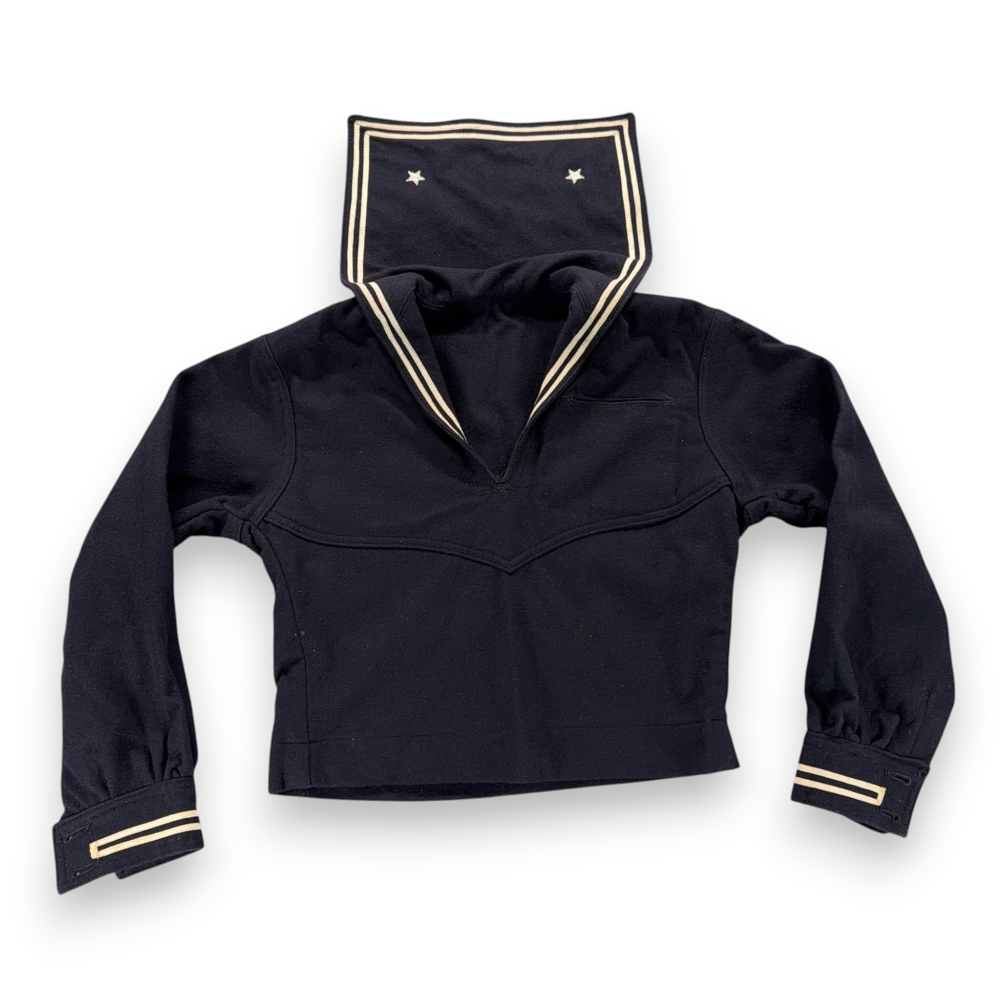 Vintage Sailor Shirt Boys MEDIUM Black Middy Crackerjack Uniform US Navy 40s-1 Vintage Sailor Shirt Boys MEDIUM Black Middy Crackerjack Uniform US Navy 40s