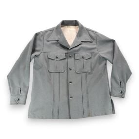 Vintage Shirt Adult LARGE Gray Crepe Leisure Jacket Pintuck 70s