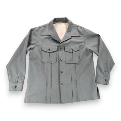 Vintage Shirt Adult LARGE Gray Crepe Leisure Jacket Pintuck 70s