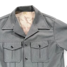 Vintage Shirt Adult LARGE Gray Crepe Leisure Jacket Pintuck 70s