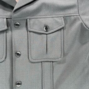 Vintage Shirt Adult LARGE Gray Crepe Leisure Jacket Pintuck 70s