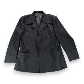 Vintage Nulook Jacket Adult LARGE Black Ribbed Polyester Disco Blazer 70s