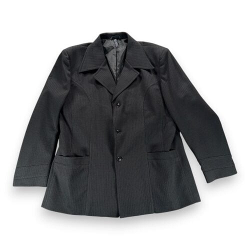 Vintage Nulook Jacket Adult LARGE Black Ribbed Polyester Disco Blazer 70s