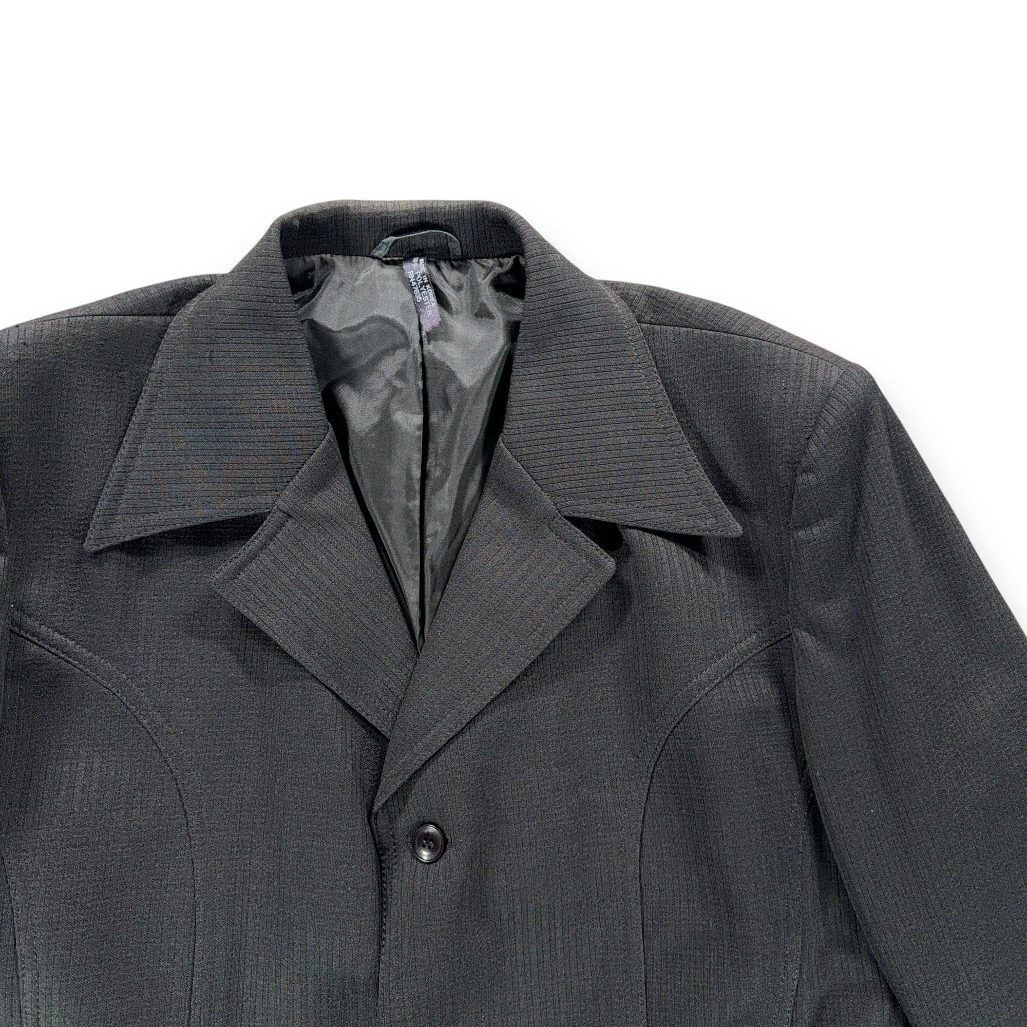 Vintage Nulook Jacket Adult LARGE Black Ribbed Polyester Disco Blazer 70s-2 Vintage Nulook Jacket Adult LARGE Black Ribbed Polyester Disco Blazer 70s