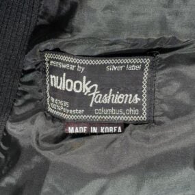 Vintage Nulook Jacket Adult LARGE Black Ribbed Polyester Disco Blazer 70s