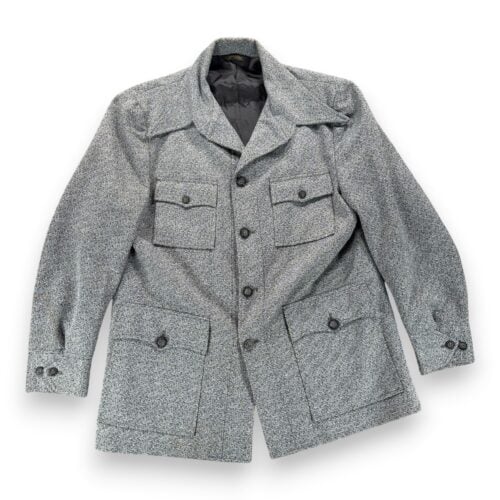 Vintage Leisure Jacket Adult MEDIUM Gray Flecked Leisure Safari College Hi 70s
