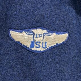 Vintage Butwin Varsity Jacket Adult MEDIUM Blue Aviation Fraternity ISU USA 60s