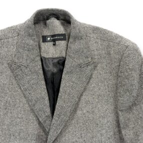 Bachrach Coat Adult EXTRA LARGE Gray Herringbone Wool Cashmere Topcoat Luxury