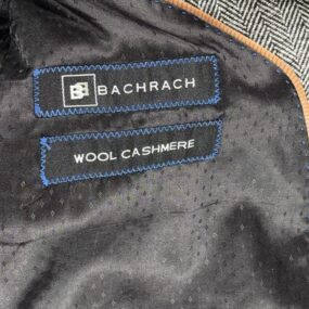 Bachrach Coat Adult EXTRA LARGE Gray Herringbone Wool Cashmere Topcoat Luxury