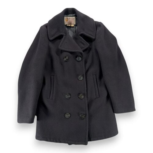 Vintage Fox Knapp Coat Adult SMALL Black Wool Peacoat Anchor Button Quilt USA 60-2 Vintage Fox Knapp Coat Adult SMALL Black Wool Peacoat Anchor Button Quilt USA 60