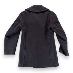 Vintage Fox Knapp Coat Adult SMALL Black Wool Peacoat Anchor Button Quilt USA 60
