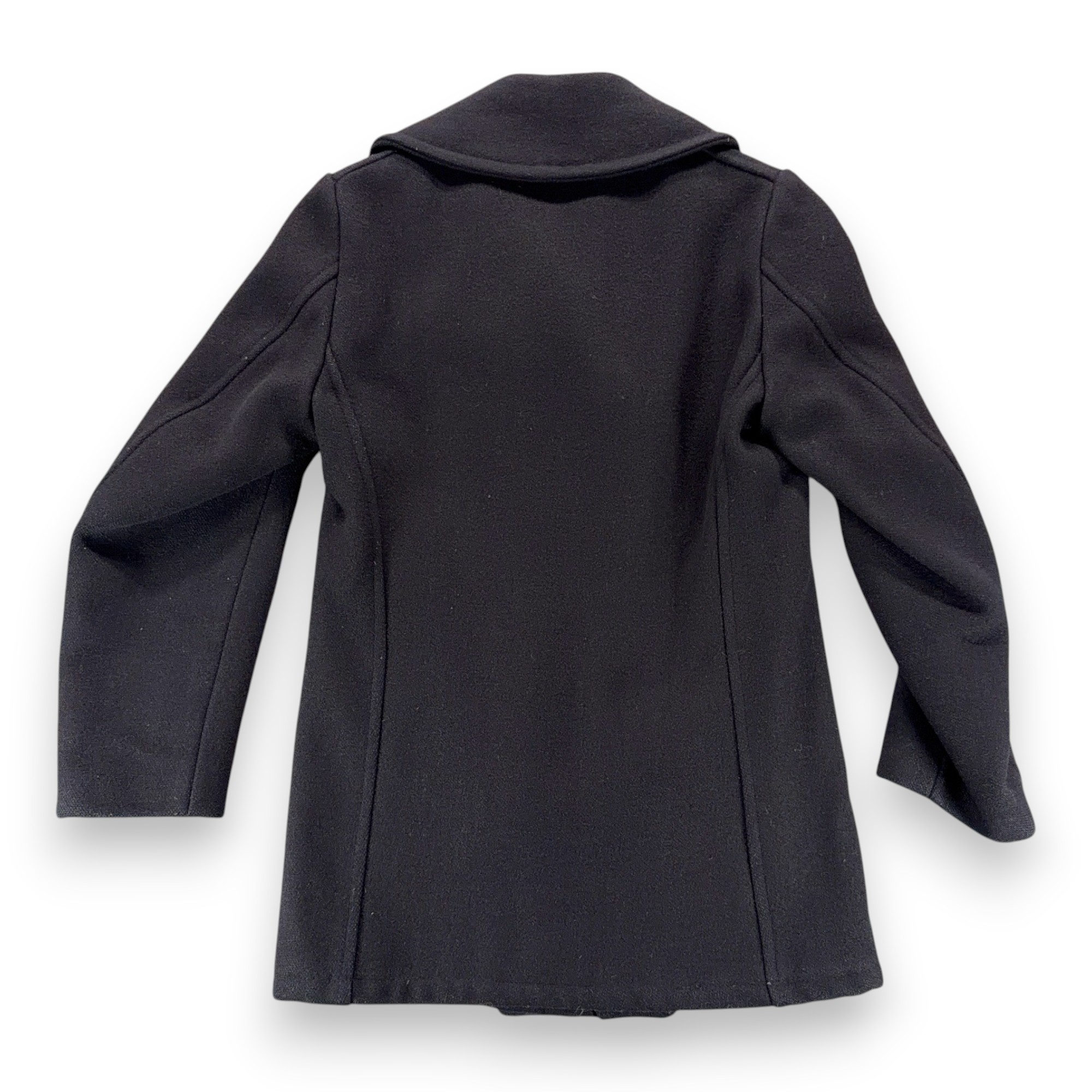 Vintage Fox Knapp Coat Adult SMALL Black Wool Peacoat Anchor Button Quilt USA 60-4 Vintage Fox Knapp Coat Adult SMALL Black Wool Peacoat Anchor Button Quilt USA 60