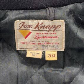 Vintage Fox Knapp Coat Adult SMALL Black Wool Peacoat Anchor Button Quilt USA 60